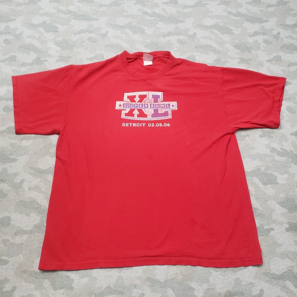VTG Detroit Super Bowl Shirt Mens XL Red NFL Short Sleeve